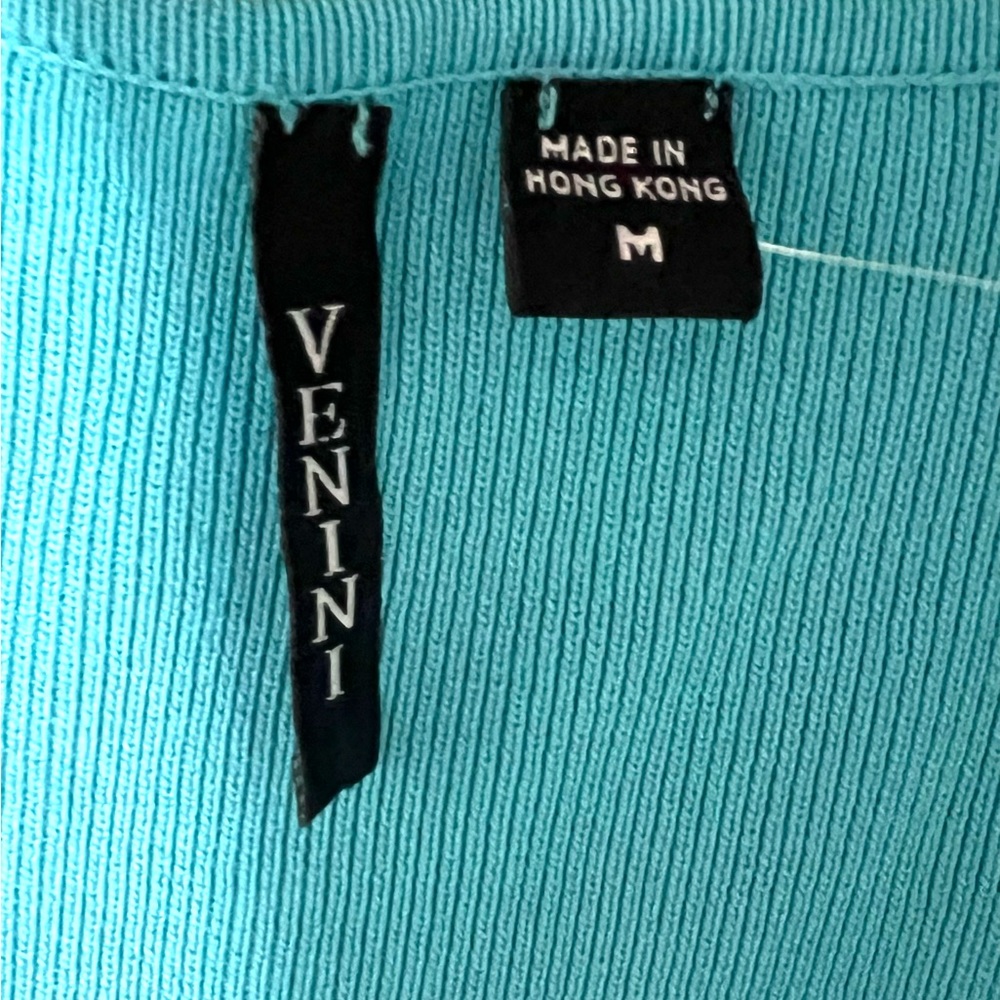 Turquoise Rib Knit Sweater by VENINI SZ M NWOT - Picture 2 of 9